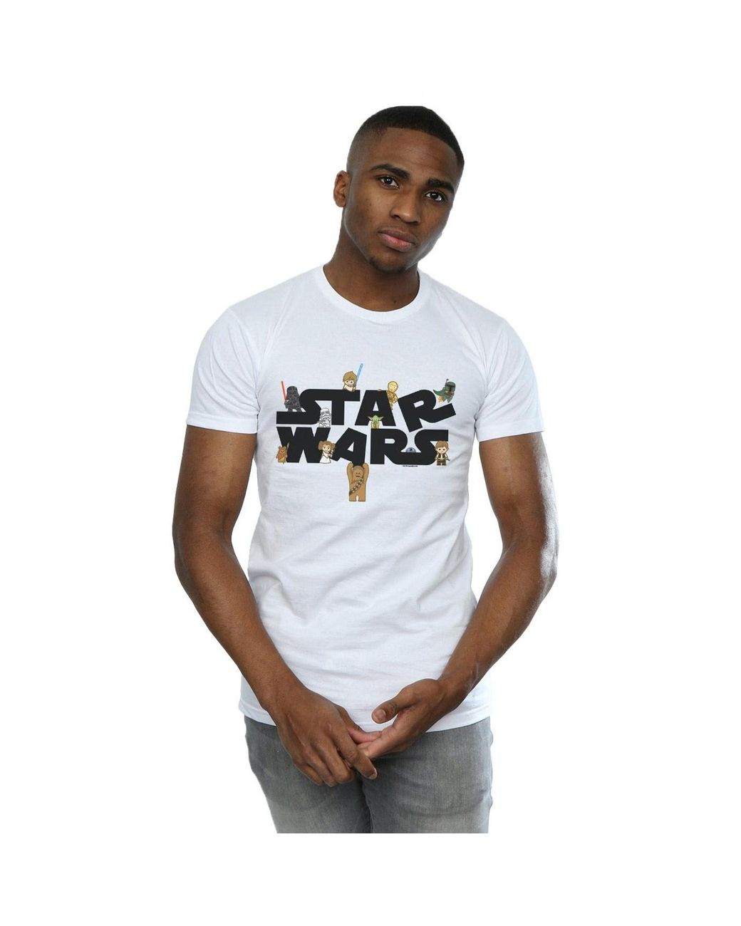 Star Wars White Kiddie Logo T-Shirt Cotton for men