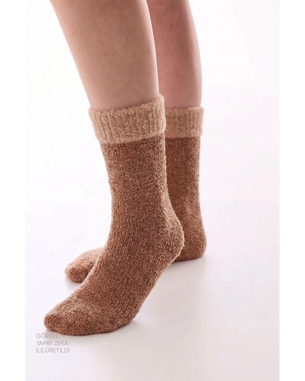 Penti Brown Latte Fluffy Crew Socks