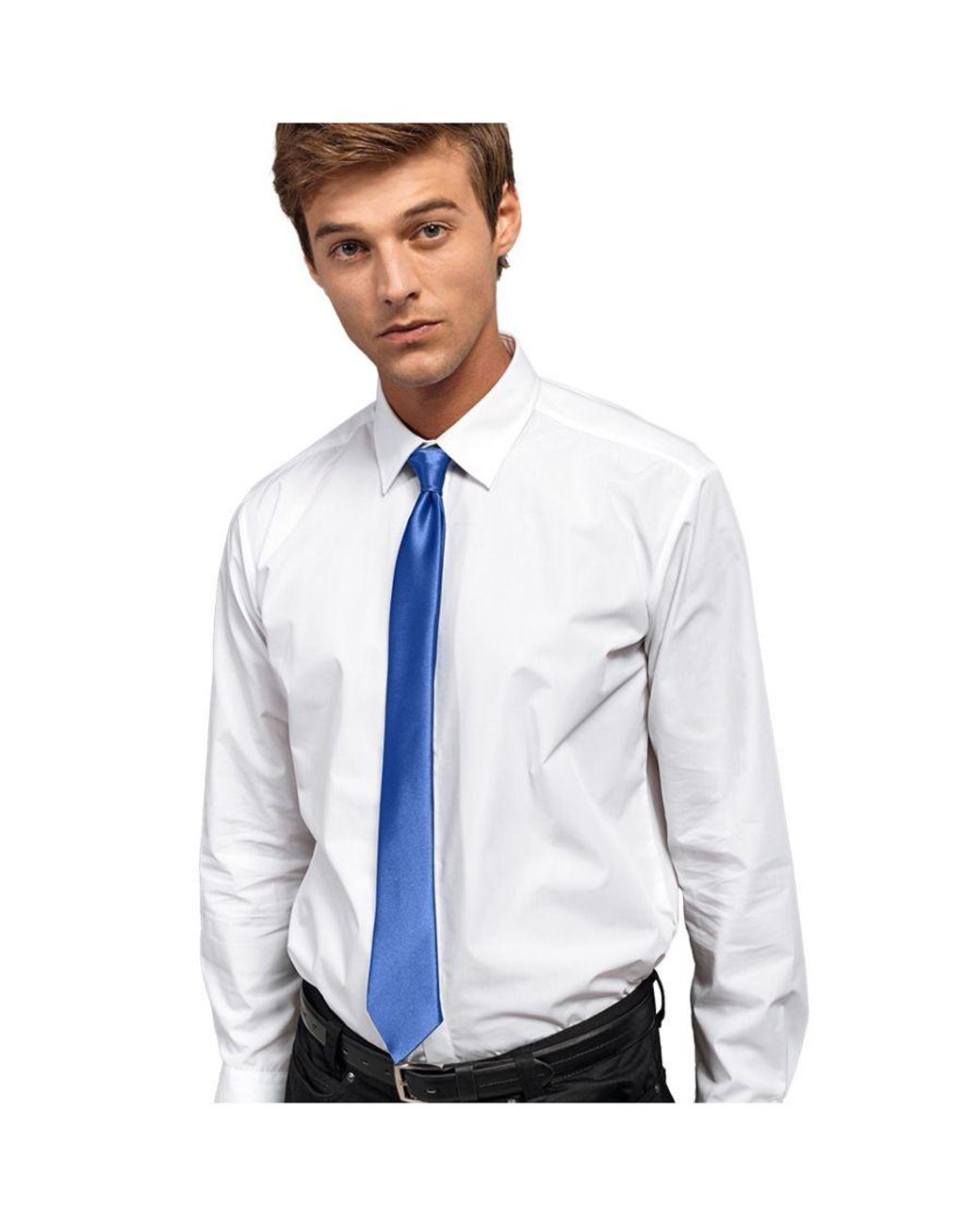PREMIER Blue Colours Satin Clip Tie (Royal) for men