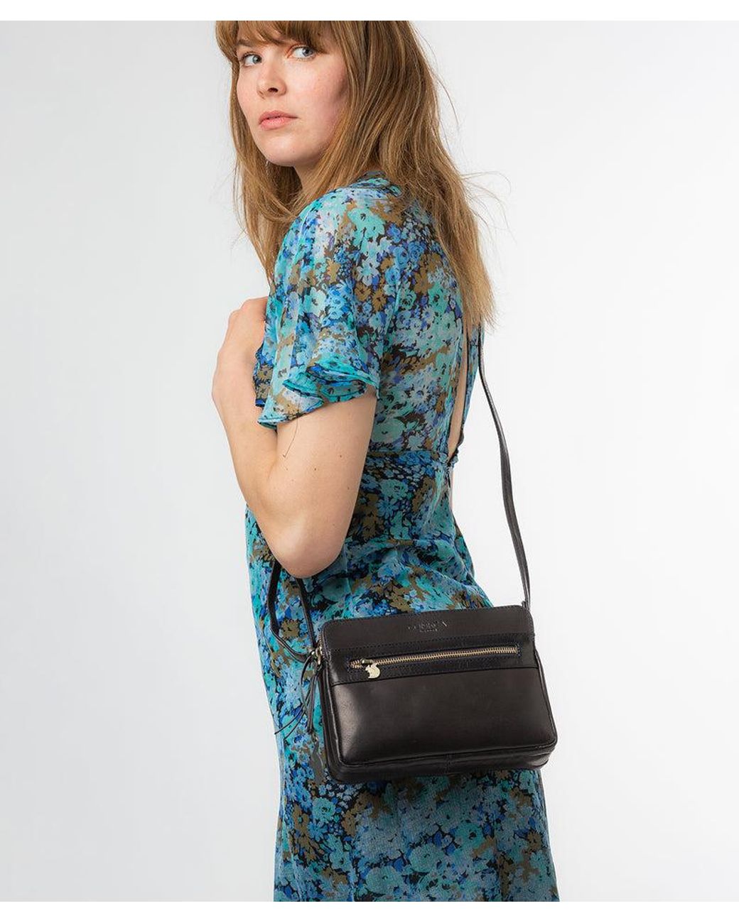 Conkca Blue 'Drew' Leather Cross Body Bag