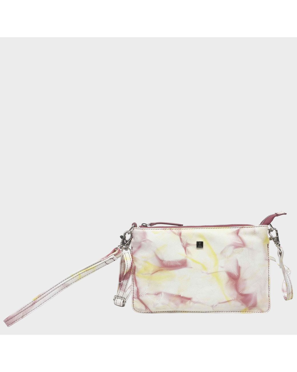Assots London Natural 'Todd' Tie Dye Real Leather Crossbody Wristlet Bag