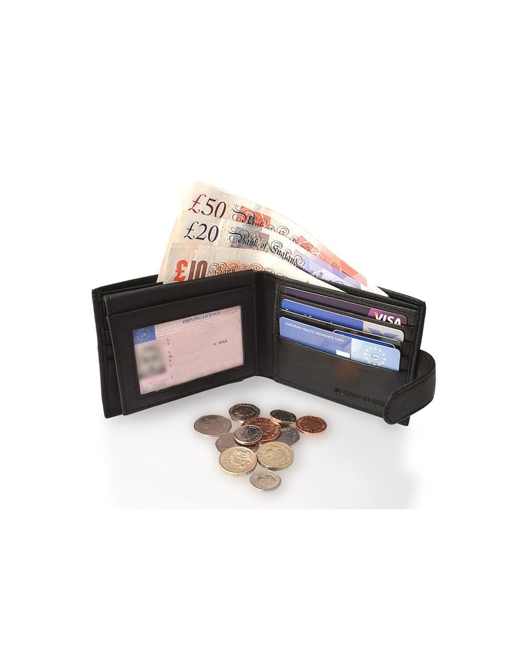 Woodland Leathers Black Leather 4.5" Rfid Multi Pocket Wallet for men
