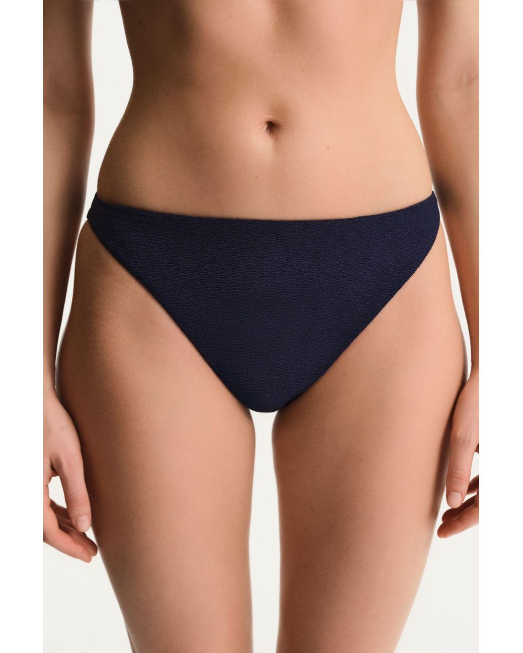 Penti Blue Hailey Minimal Textured Mid Waist Bikini Bottom