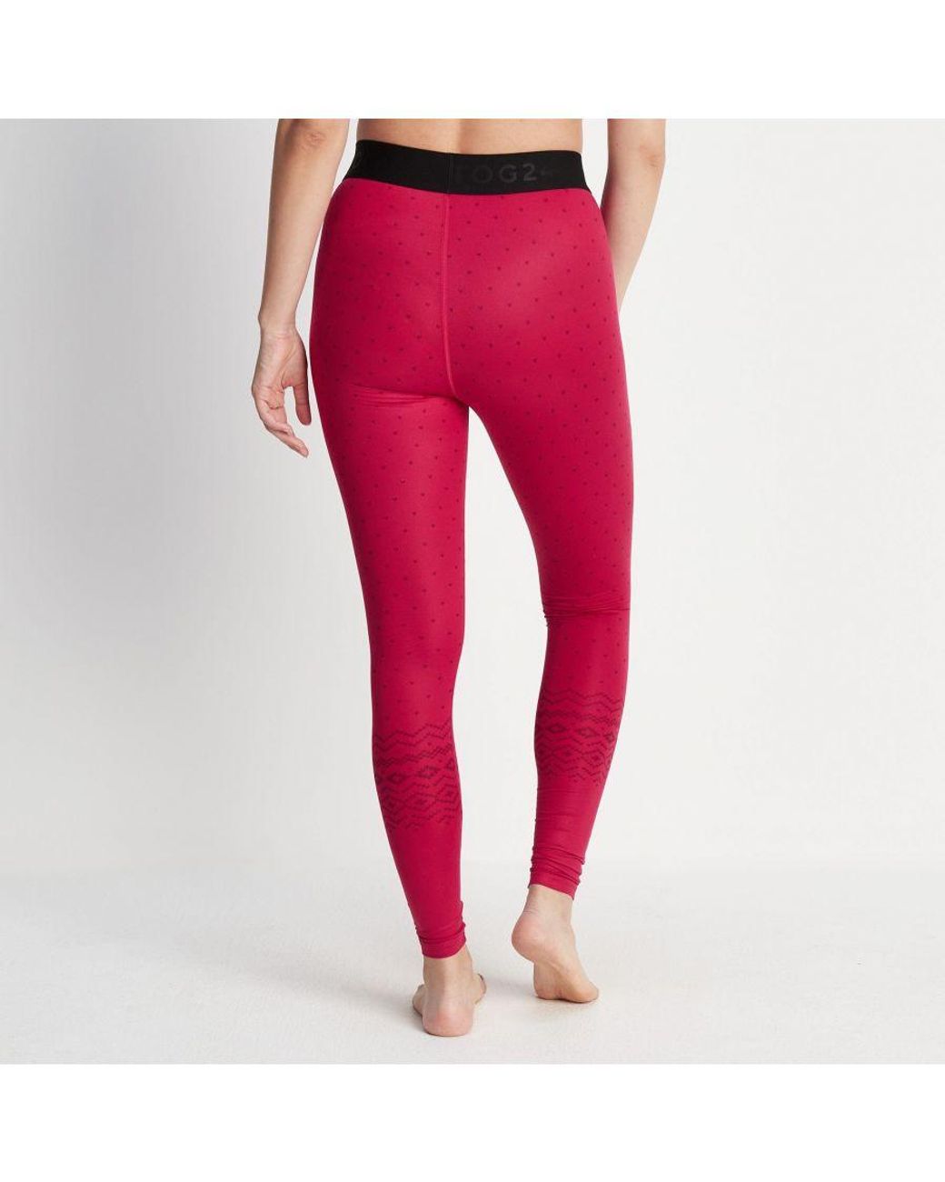 TOG24 Pink Snowdon Thermal Base Layer Legging Cerise Fairisle