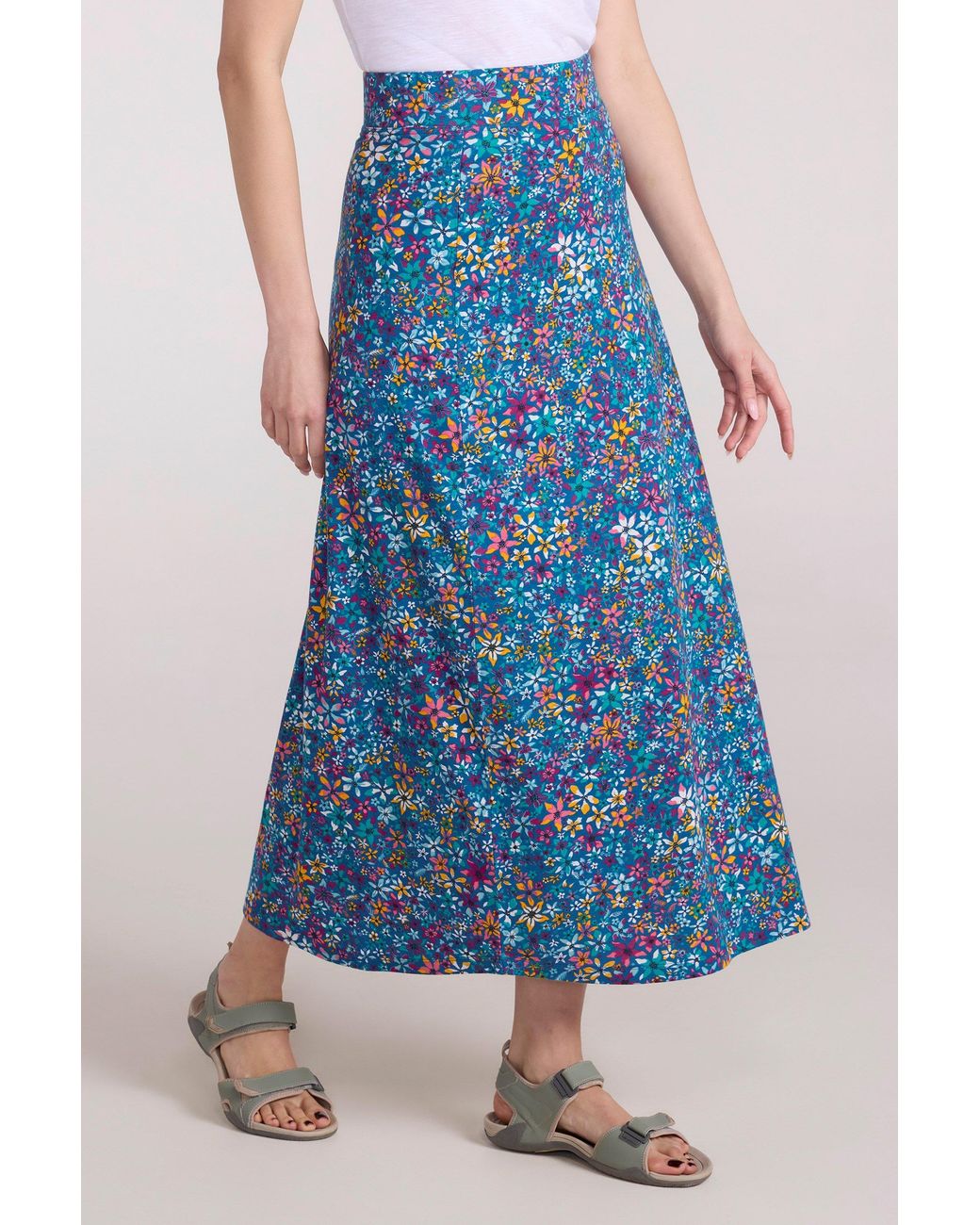 Mountain Warehouse Blue 'Shore' Long Jersey Skirt Breathable Sun Protection Summer Outfit Cotton