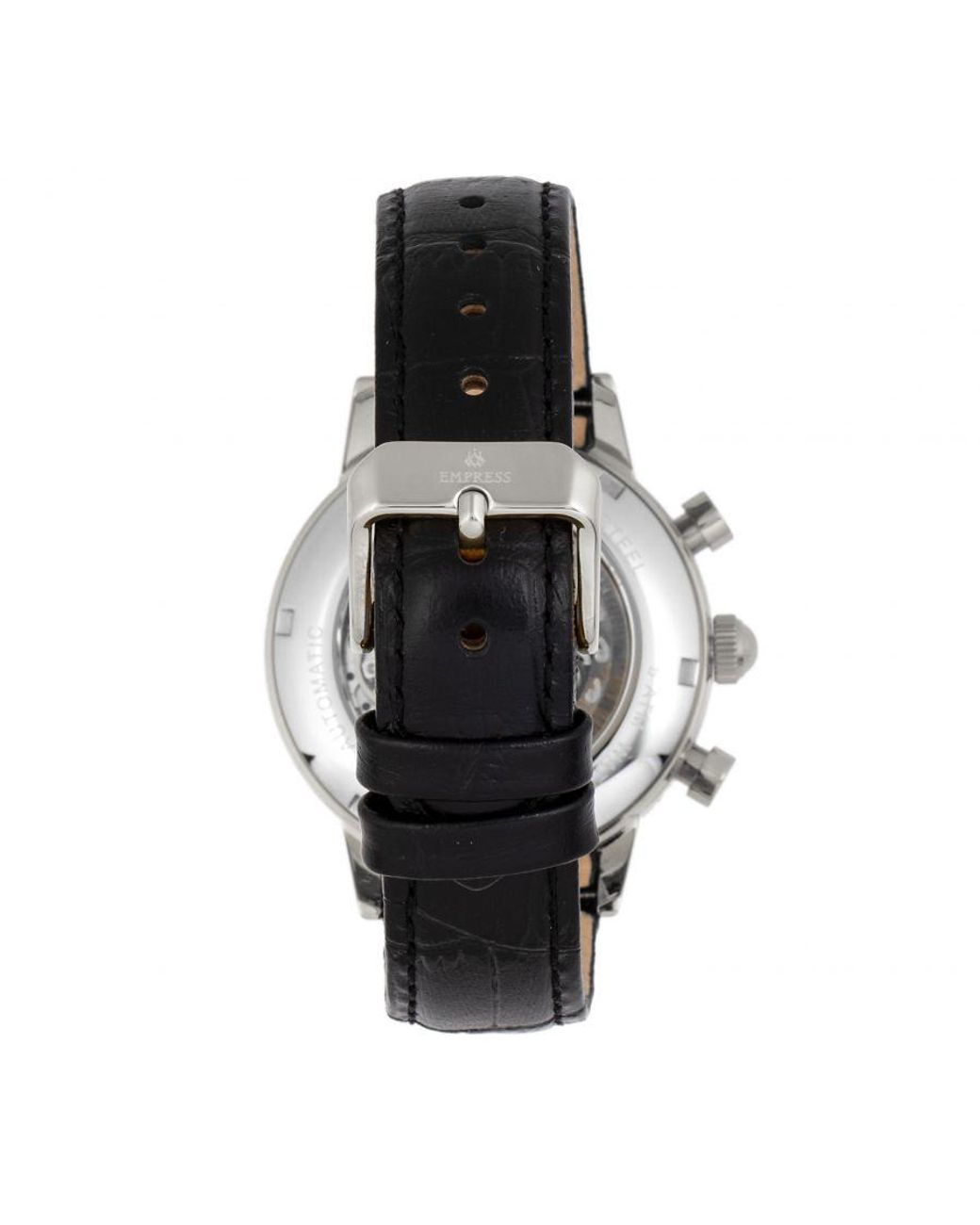 Empress Multicolor Beatrice Automatic Skeleton Dial Leather-Band Watch W/Day/Date