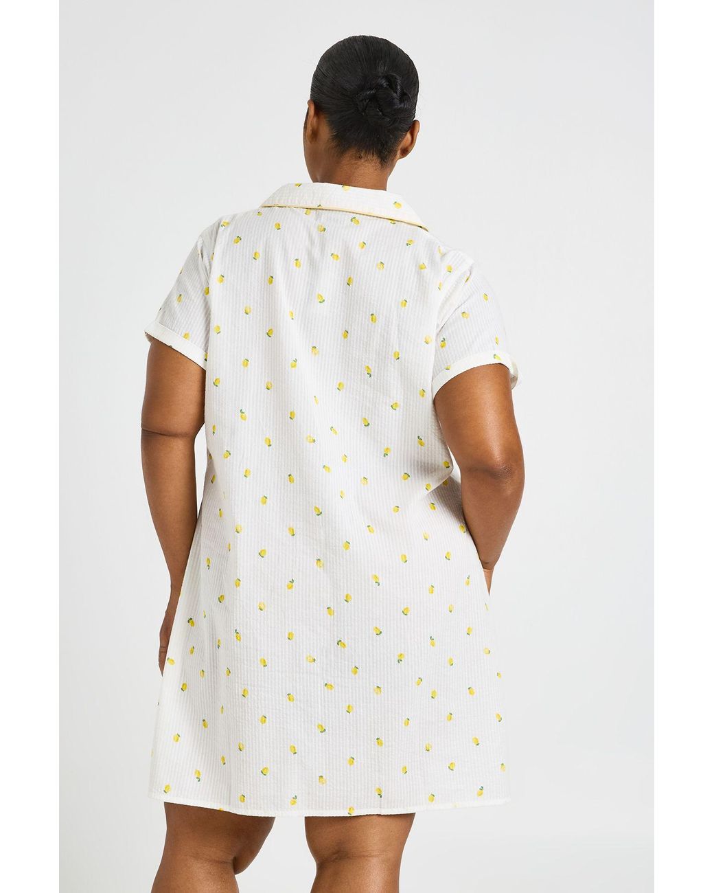 Boohoo White Plus Lemon Waffle Print Nightie