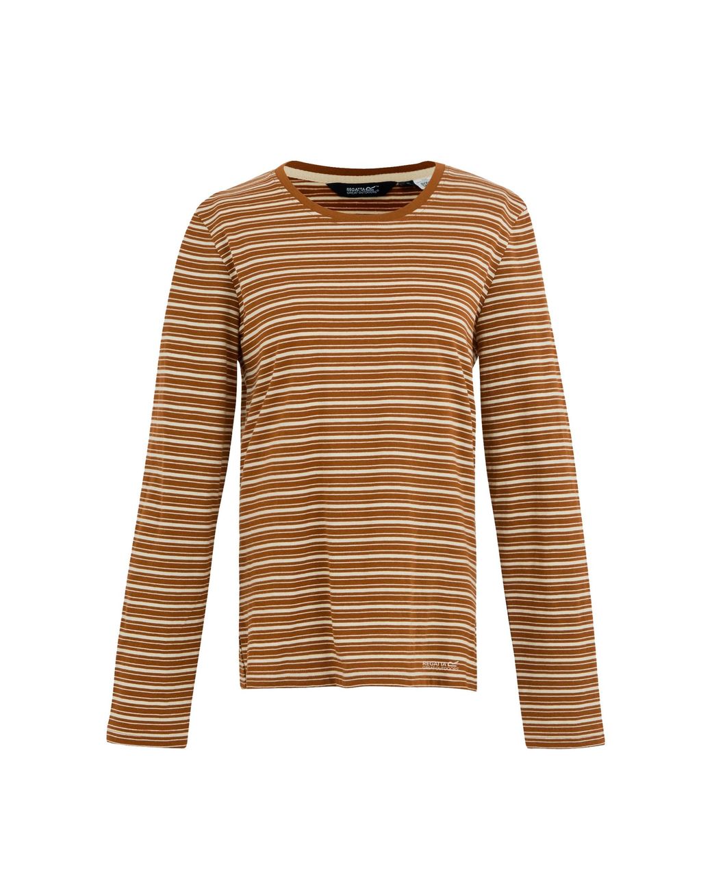 Regatta Brown Ladies Federica Stripe Long-Sleeved T-Shirt (Glazed Ginger/Light Vanilla)