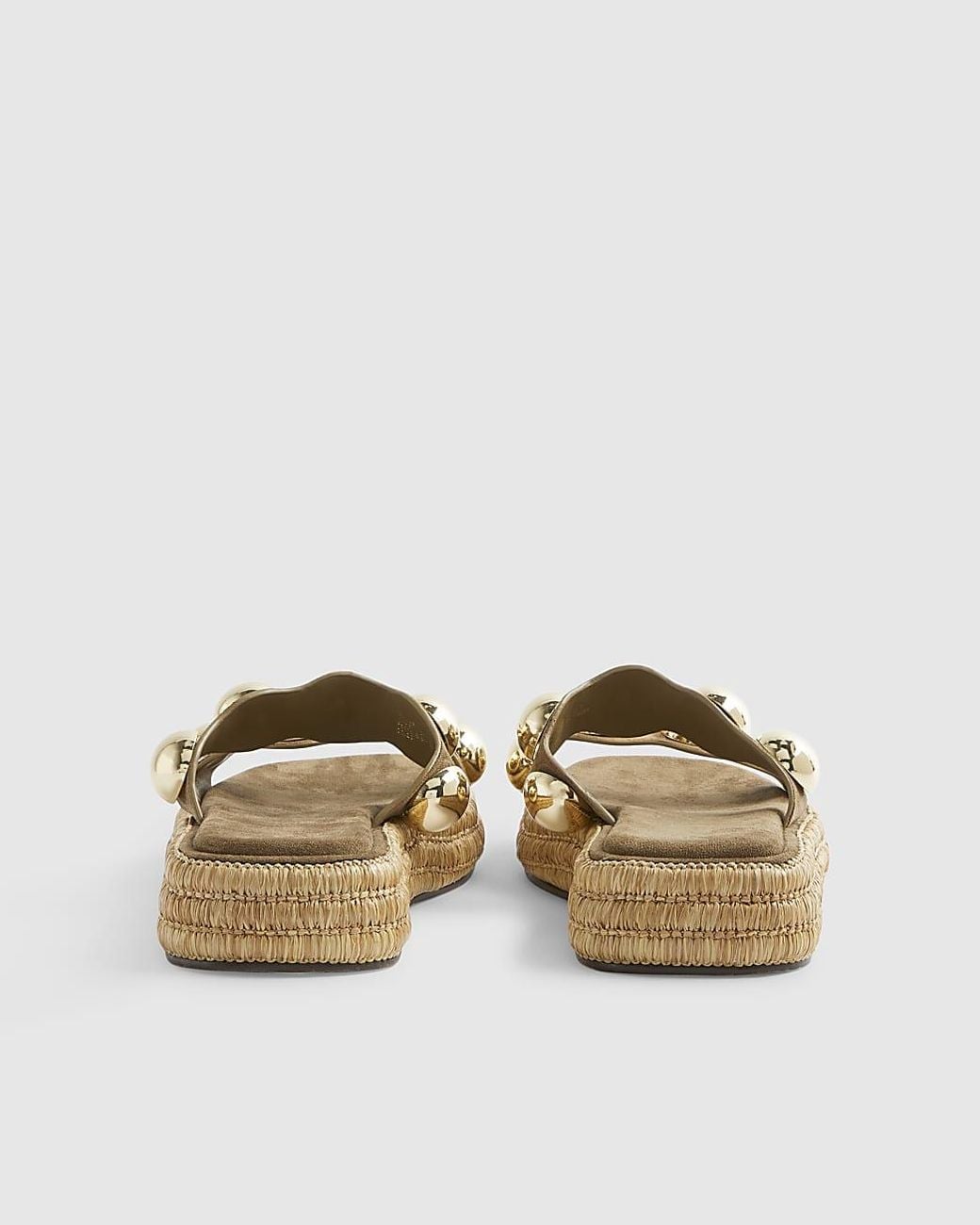 River Island Natural Sandals Studded Flatform Shoes Suede