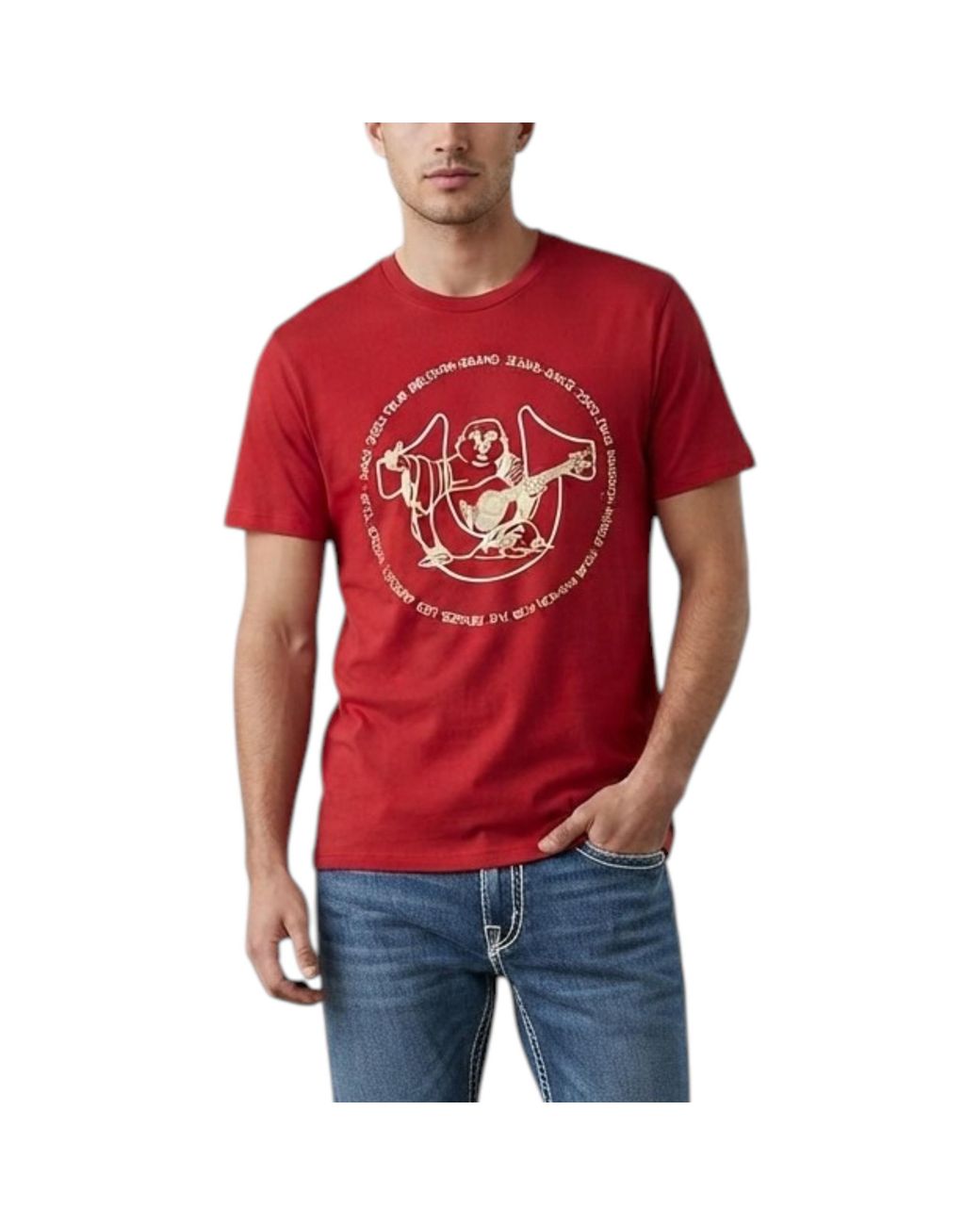 True Religion Red 108038 T Shirts Short Sleeve Casual Cotton Summer Soft Top for men