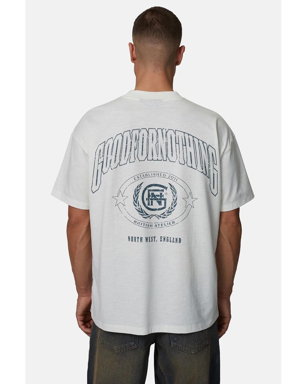 Good For Nothing White Relaxed Graphic Tee for men