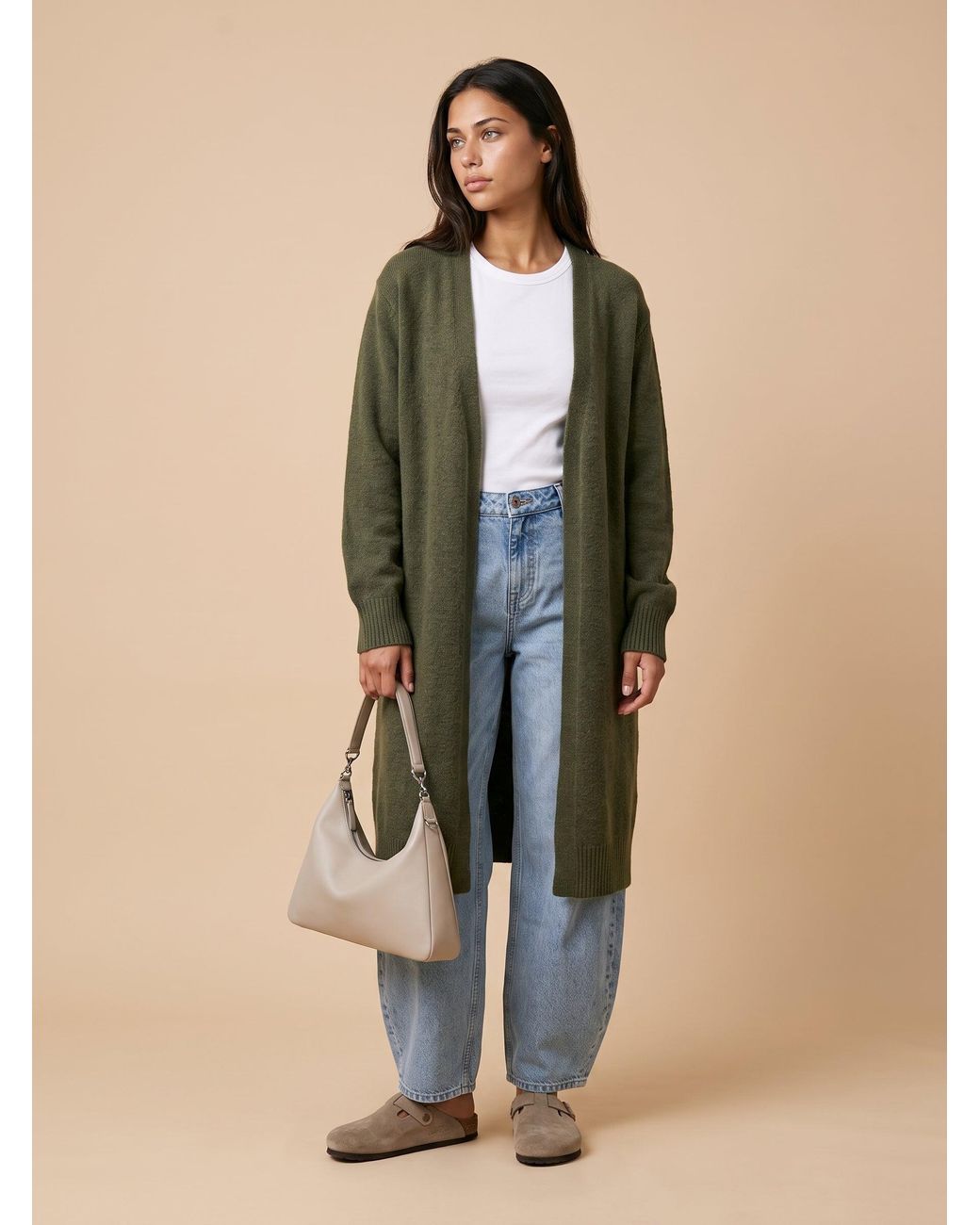 Urban Bliss Natural Longline Patch Pocket Cardigan