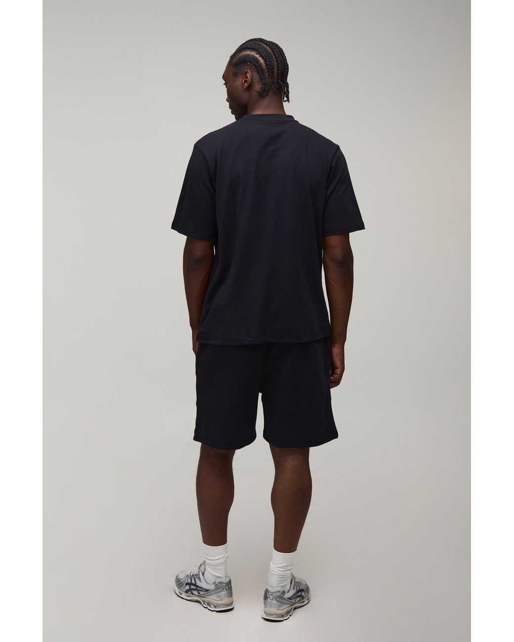 BoohooMAN Blue Tall Regular Fit Rose Embroidered T-Shirt & Fit Short Set for men