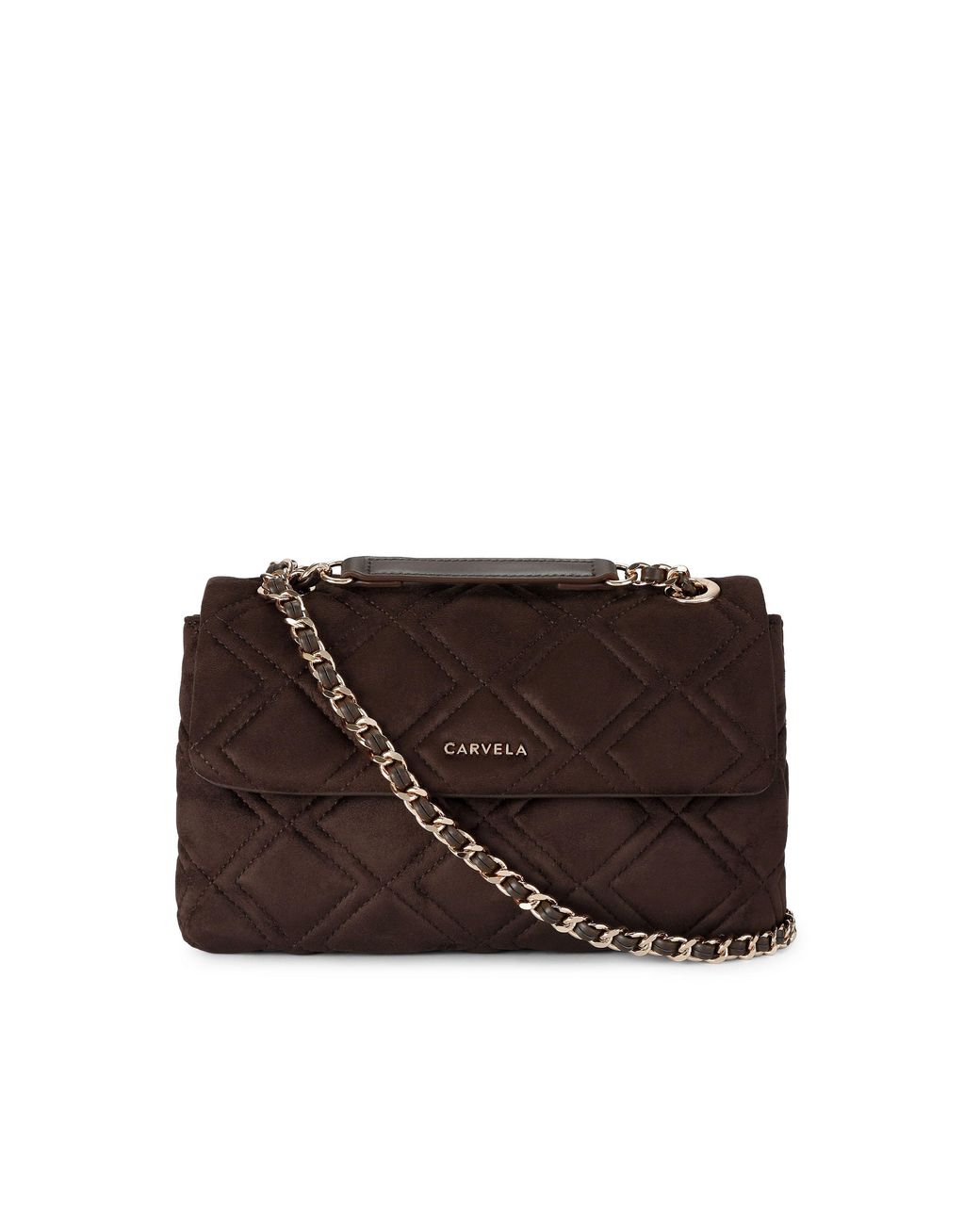 Carvela Kurt Geiger Brown Suedette Large Rosa Chain Shoulder Bag