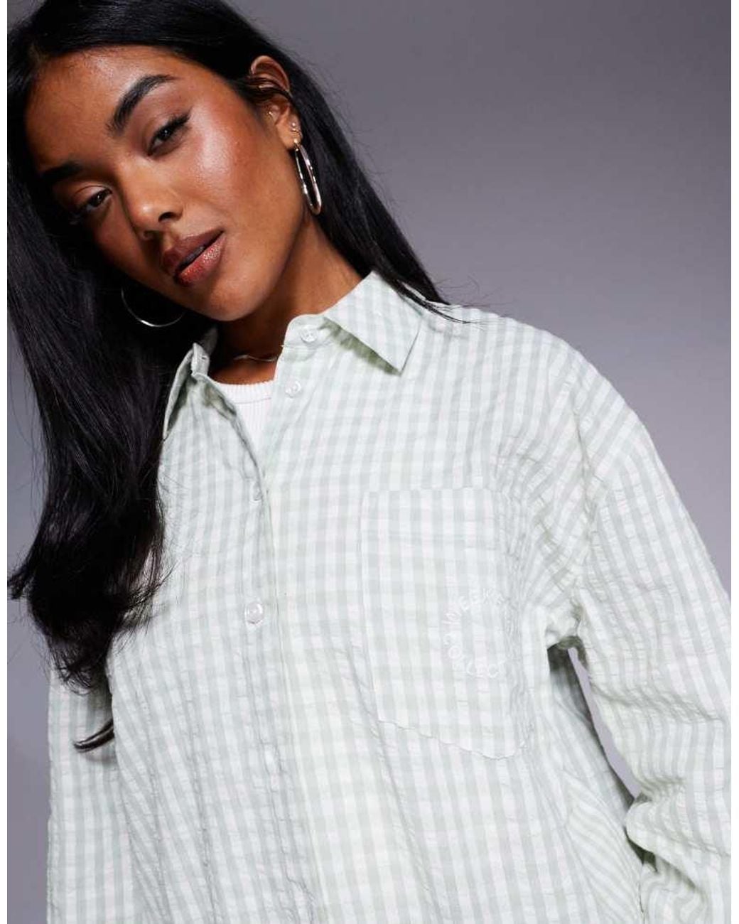 ASOS Gray Co-Ord Gingham Woven Shirt