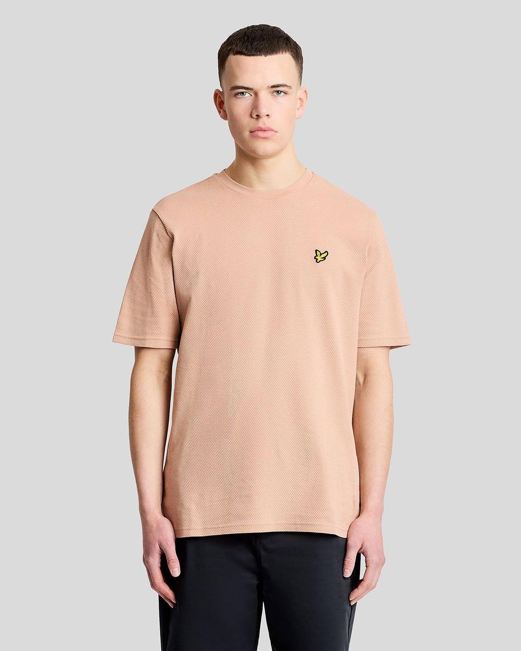 Lyle & Scott Natural Textured Jacquard T-Shirt for men