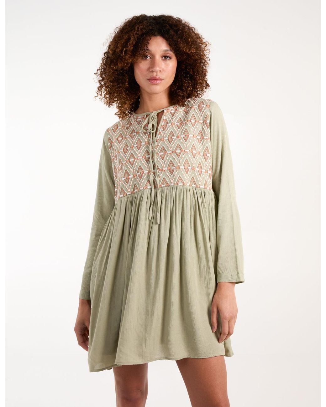 Blue Vanilla Green Embroidered Tunic