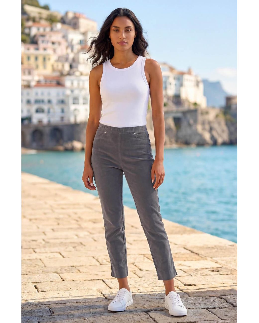 Roman Gray Corduroy Stretch Denim Trousers