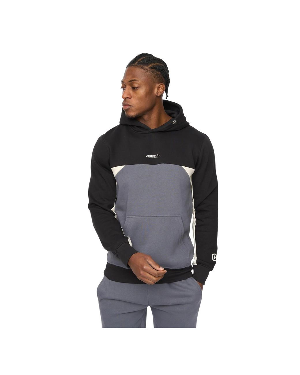 Crosshatch Black Castlebay Hoodie (Slate) for men