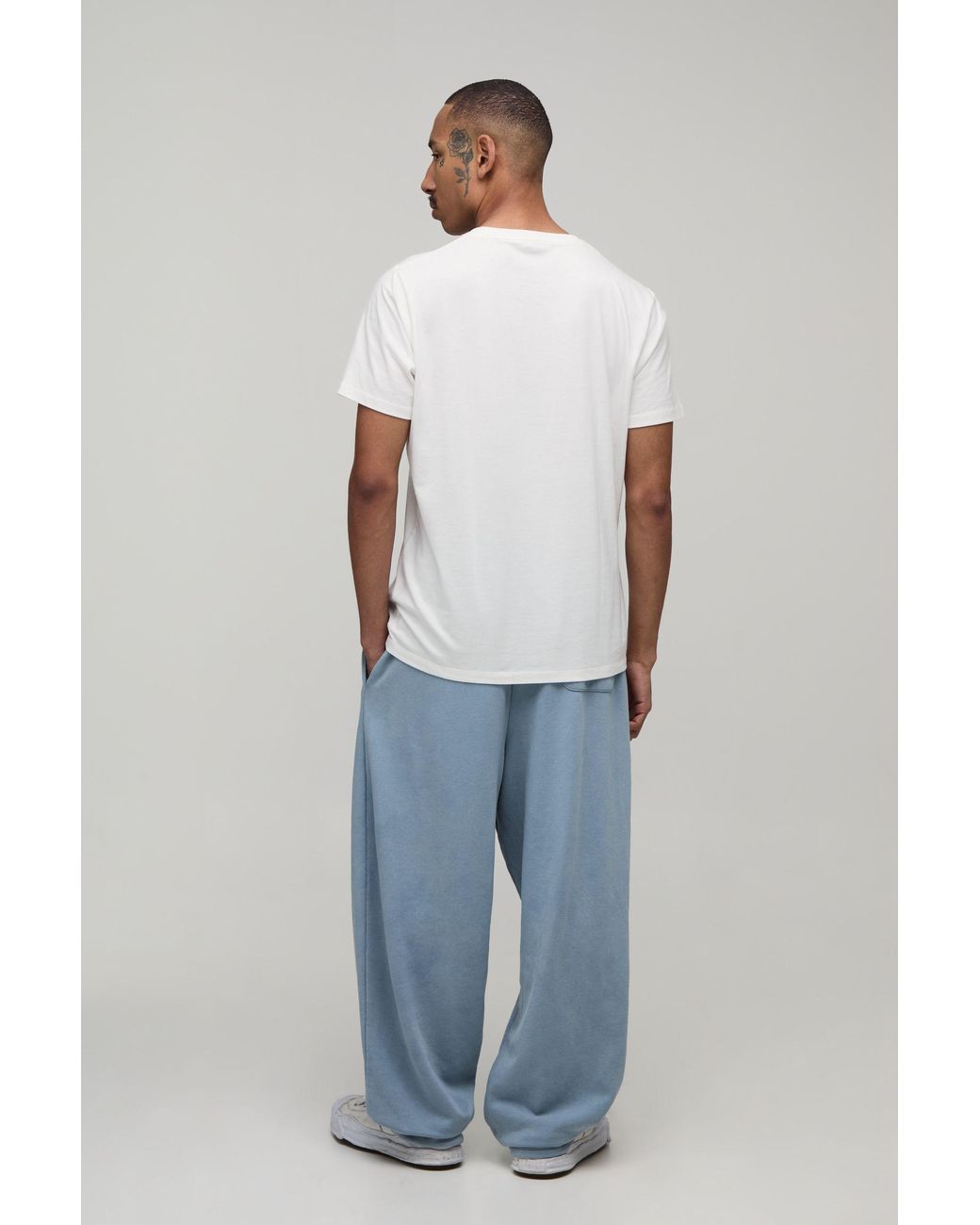 BoohooMAN Blue Balloon Fit Washed Loopback Joggers for men