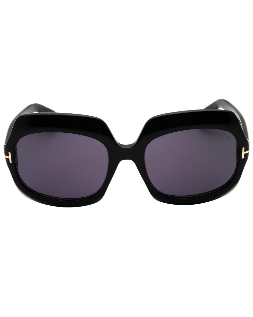 Tom Ford Black Shiny Oversized Smoke Sunglasses