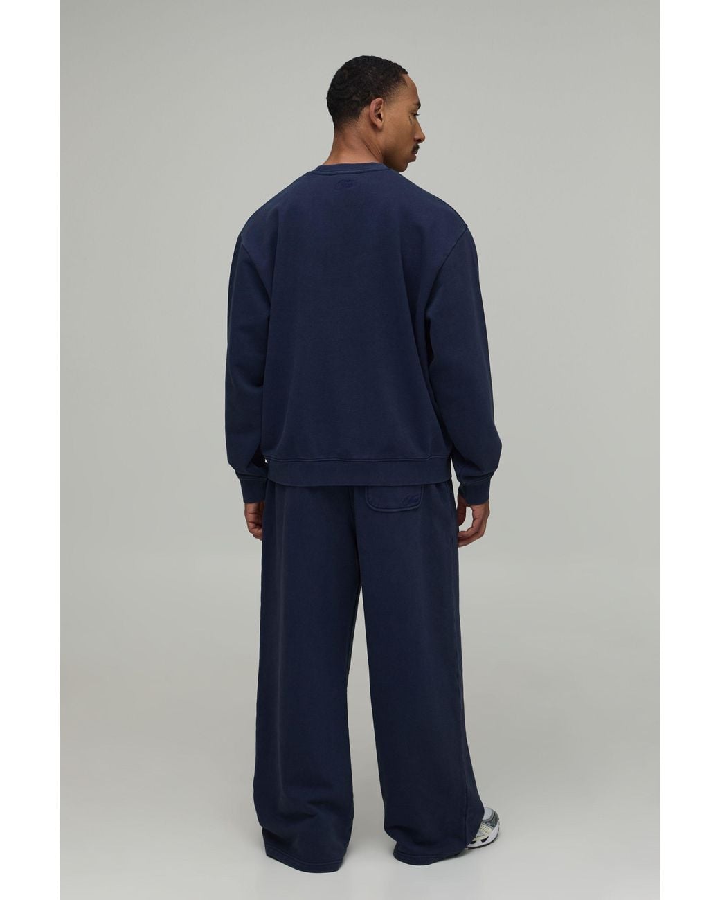 BoohooMAN Blue Oversized Premium 480Gsm Washed Sweatshirt for men