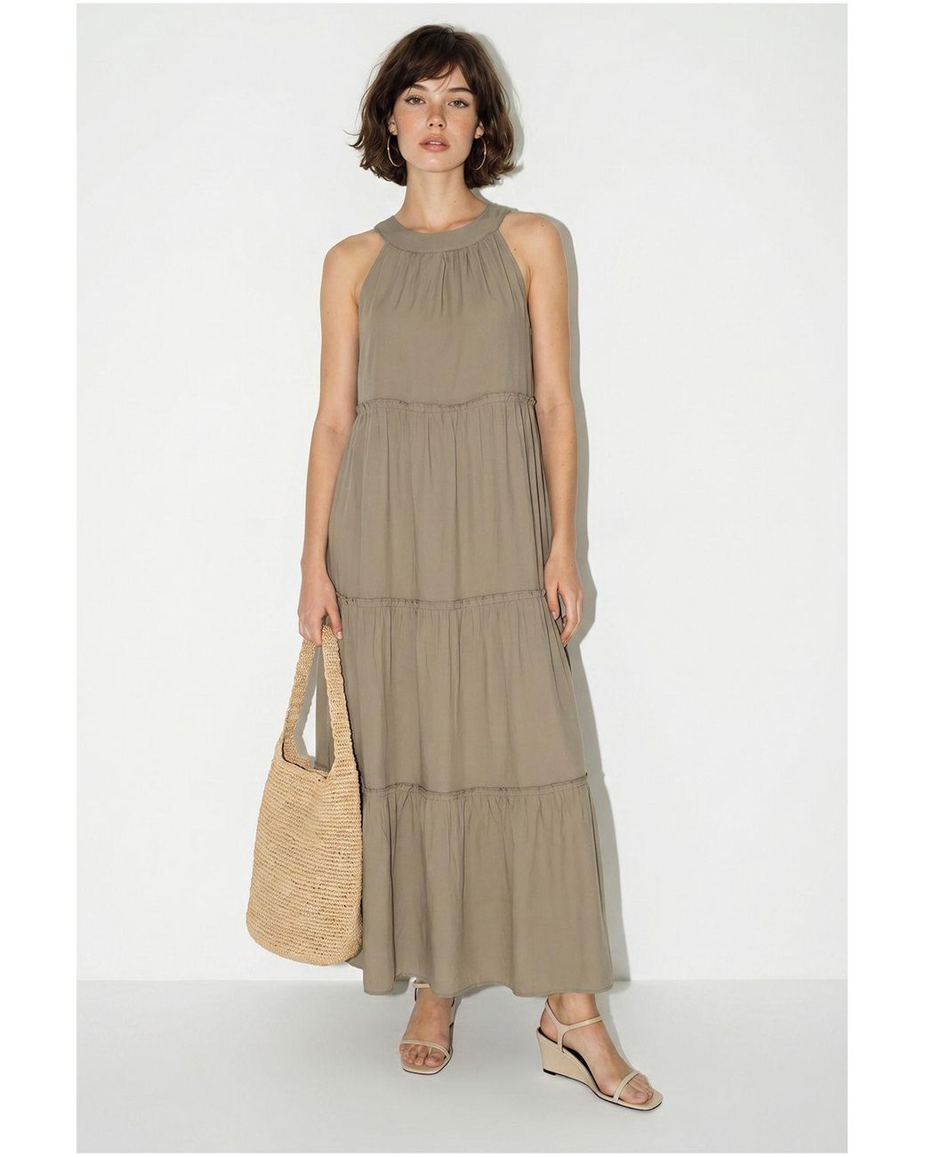 Bianco Lucci Green Halter Maxi Dress