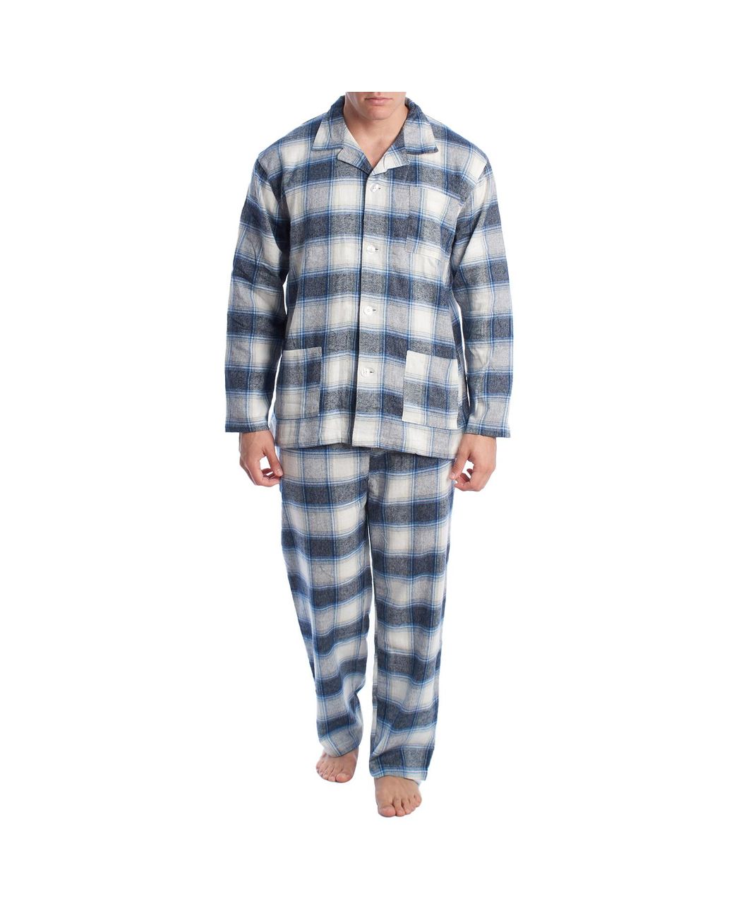 Kisses&Love Blue Cotton Pajamas With Long-Sleeved Shirt Klp7 for men