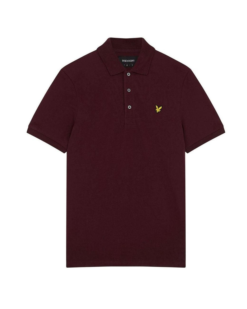 Lyle & Scott Purple Branded Chest Logo Weavers Claret Burgundy Polo Shirt for men