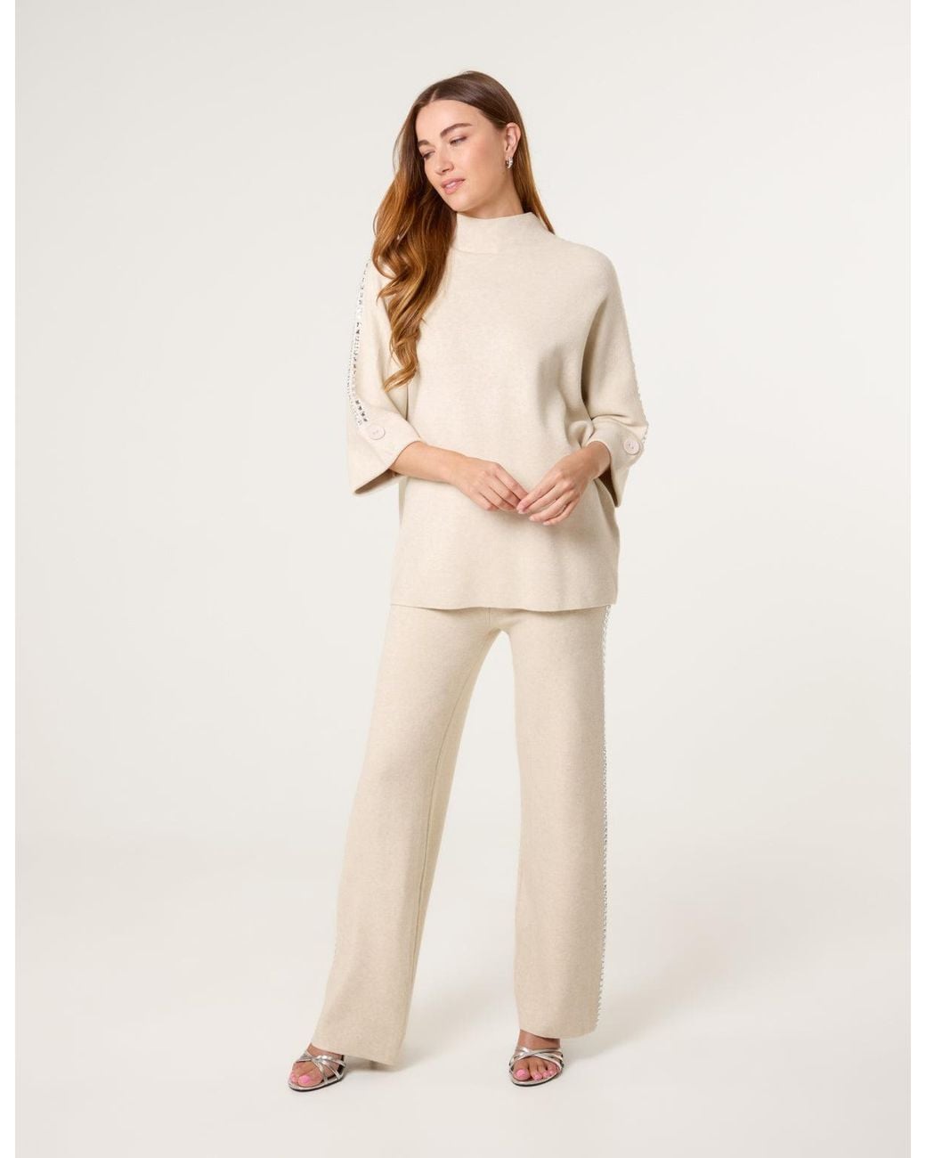 Blue Vanilla Natural Square Rhinestone Trousers