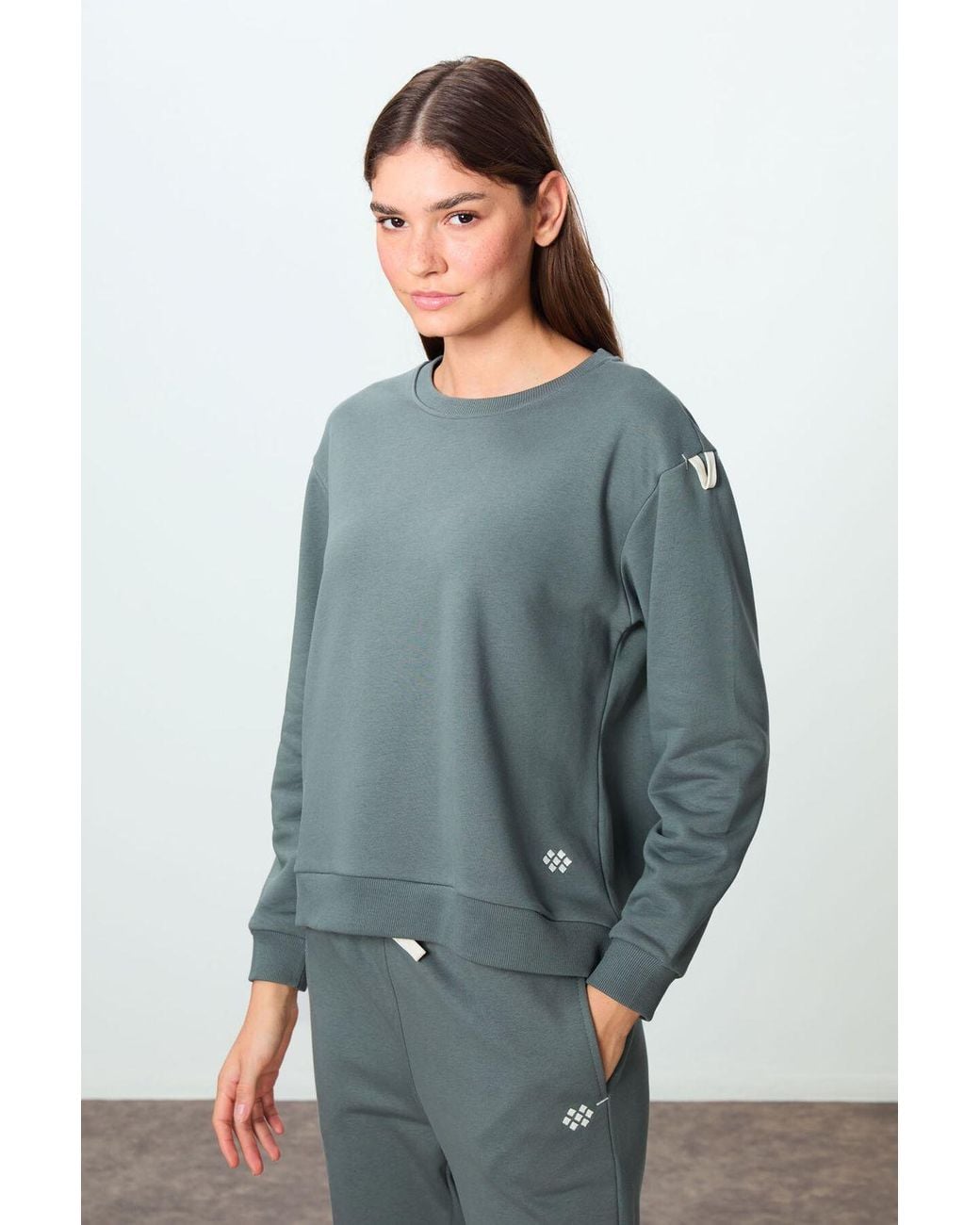 TOMMY LIFE Gray Oversized Cotton- Sweatshirt And Pants Set