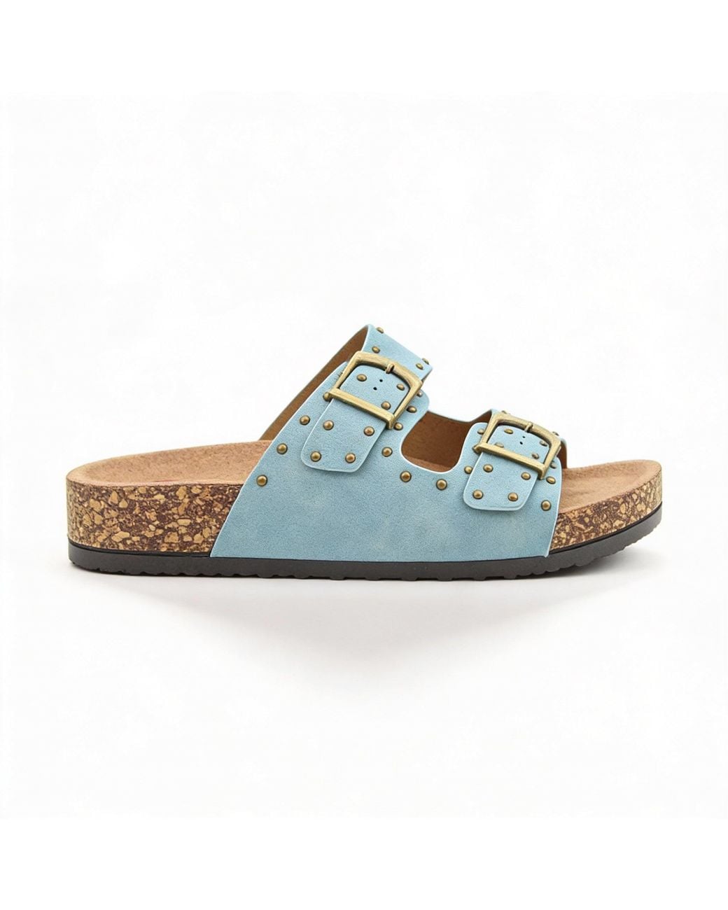 Heavenly Feet Blue Polly Mules Sandals Textile
