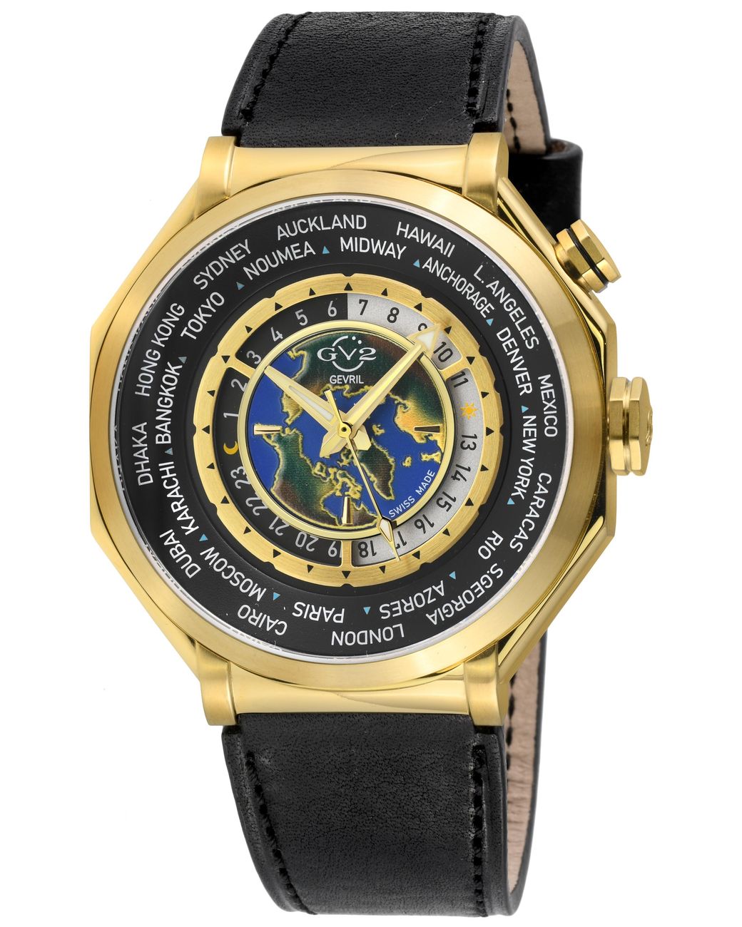 Gv2 Gray Marchese Swiss Quartz Ipyg Case, Genuine Italian Leather Watch for men