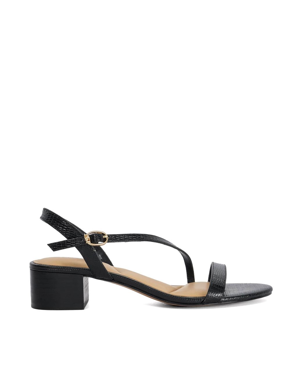 Dune Black Jolene Leather Block Heel Sandals
