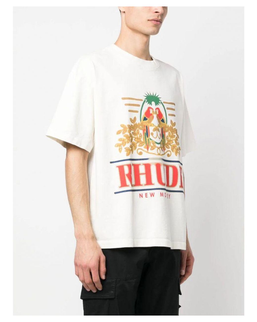 Rhude Parkiet New Money Bedrukt T-shirt In Wit in het Wit voor 