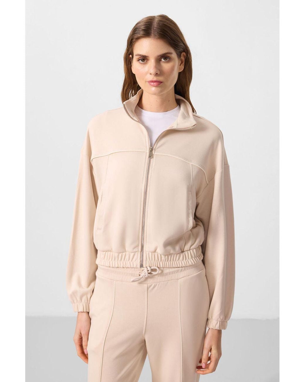 TOMMY LIFE Natural Oversized Zip-Collar Tracksuit Set