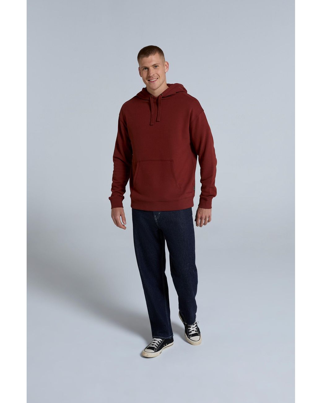 Mountain Warehouse Red 'Icon' Logo Drop Shoulder Hoodie With Kangaroo Pocket Warm Sweatshirt Cotton for men