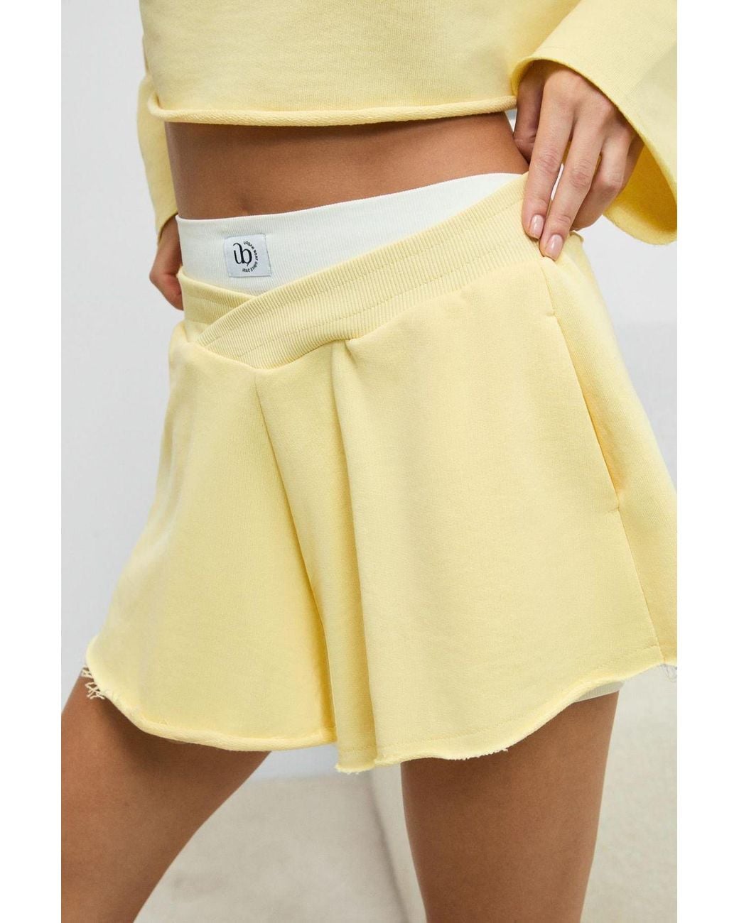 Grimelange Yellow High Waist Wide-Leg Sweat Shorts