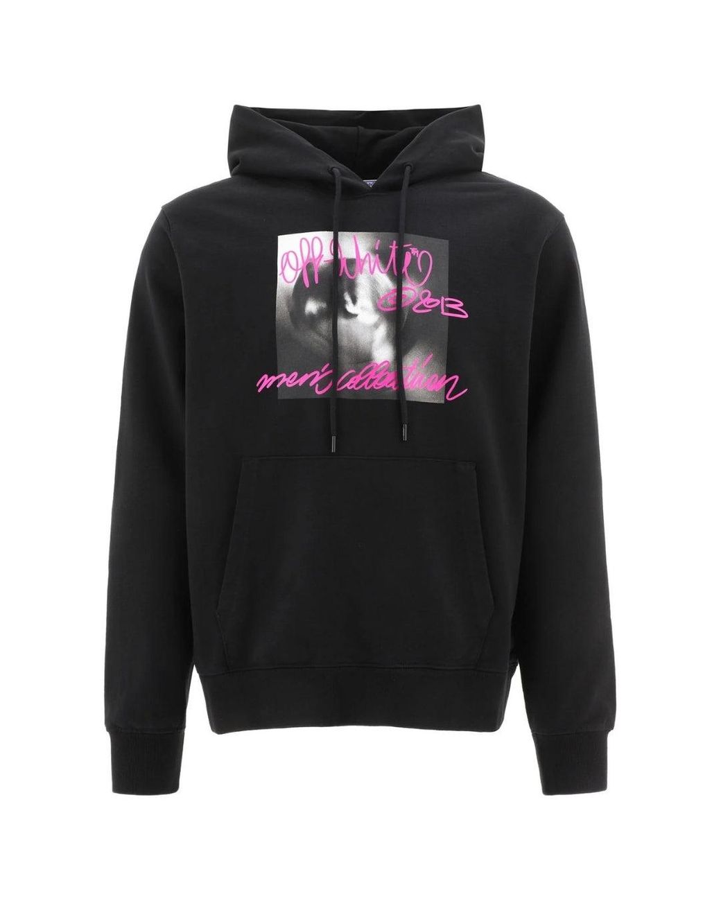 Off-White c/o Virgil Abloh Black Tornado Type Design Slim Fit Hoodie Cotton for men