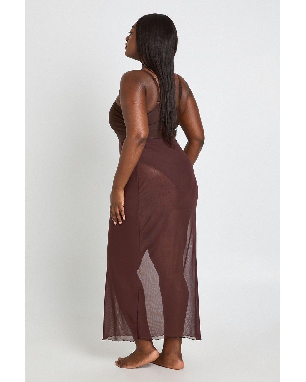 Boohoo Red Mesh Maxi Beach Skirt