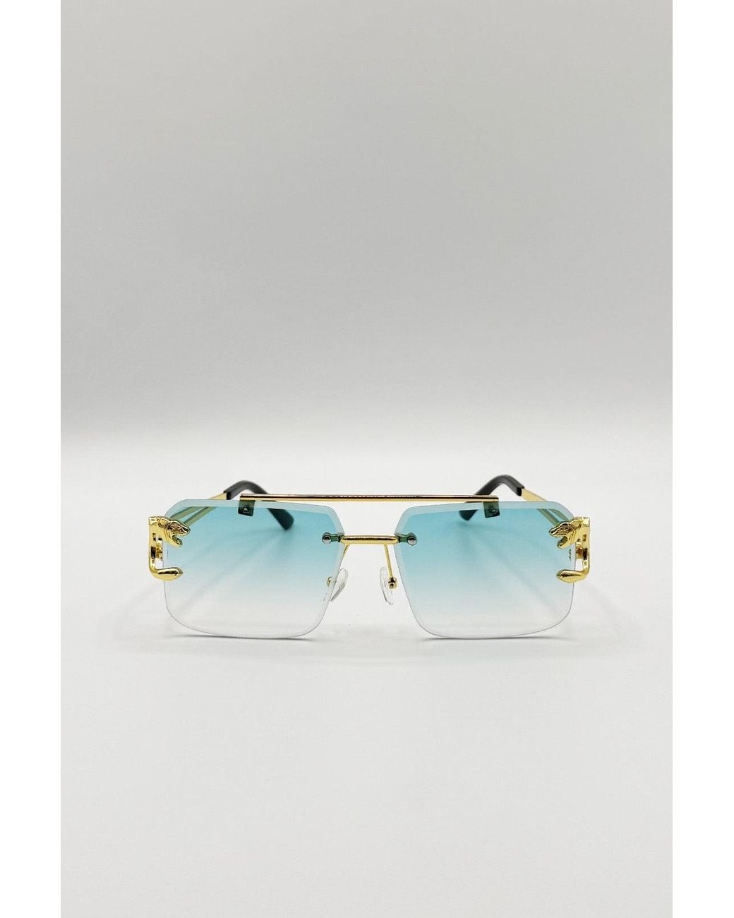 SVNX Brown Rimeless Navigator With Side Detail Sunglasses