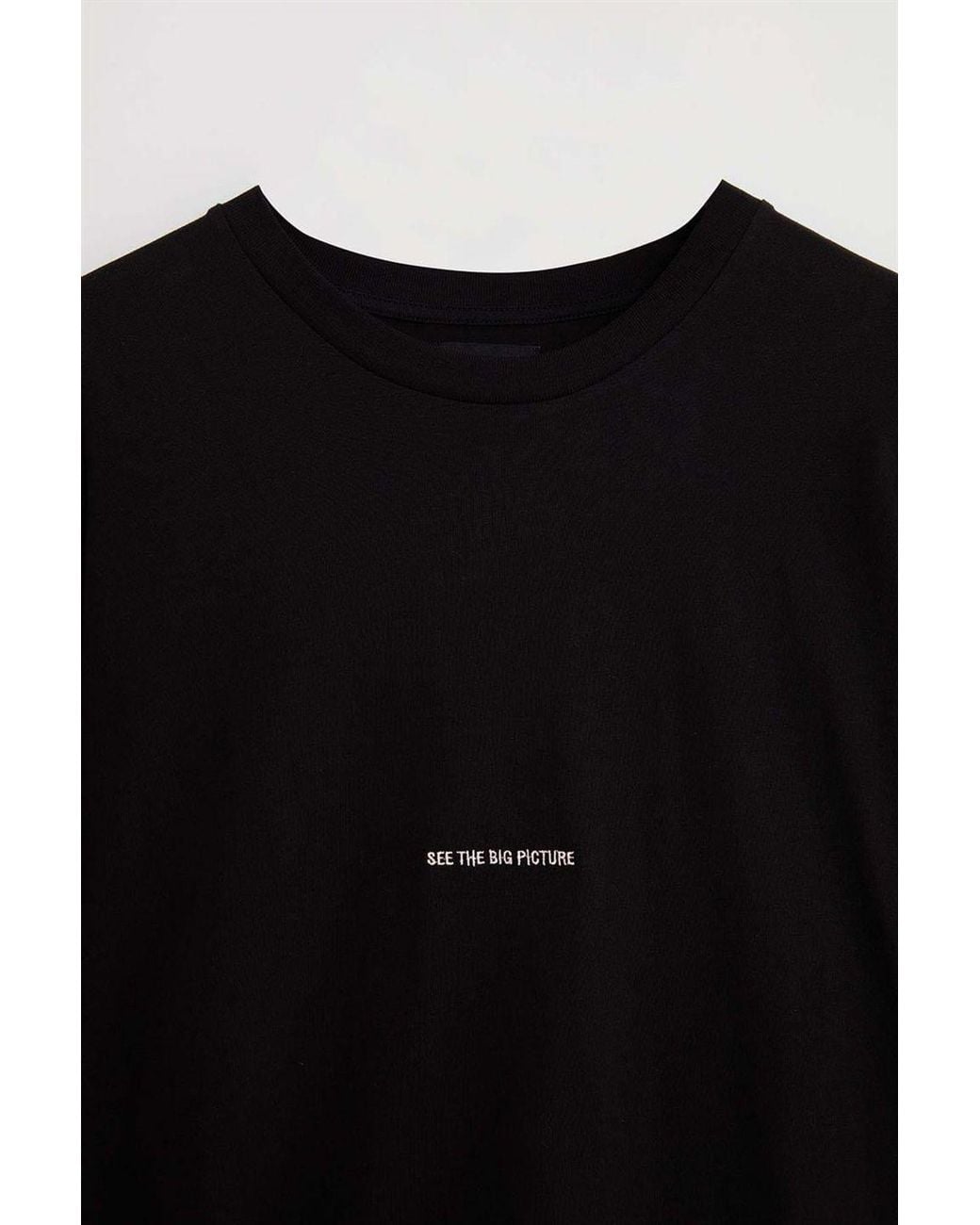 Grimelange Black Oversized Long Crew Neck T-Shirt for men