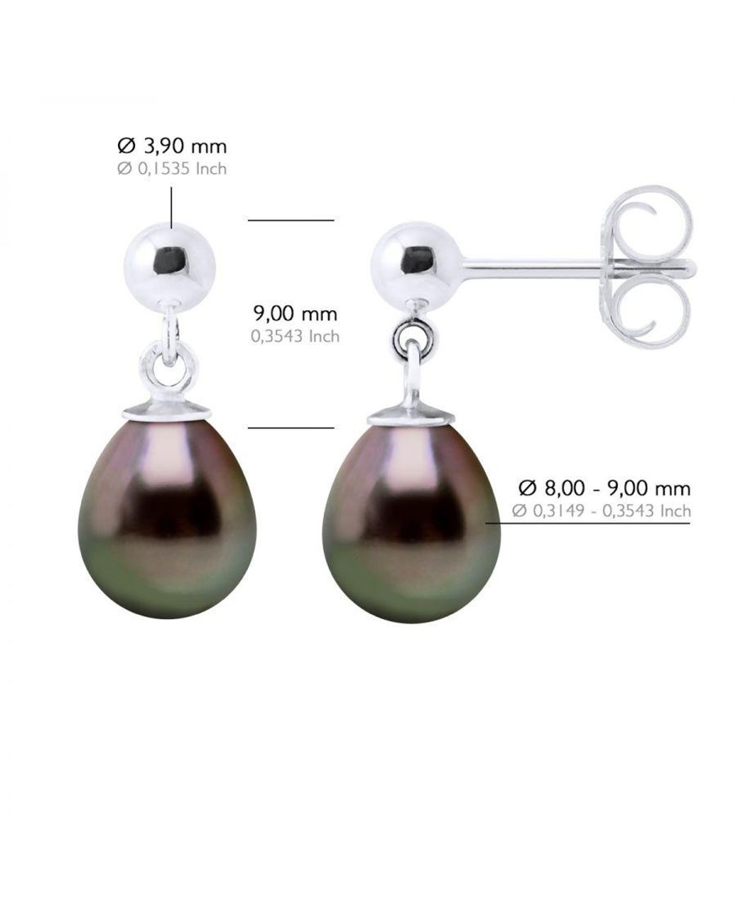Ateliers Saint Germain Brown Earrings Real Cultured Tahiti Pearls Pear 8-9 Mm