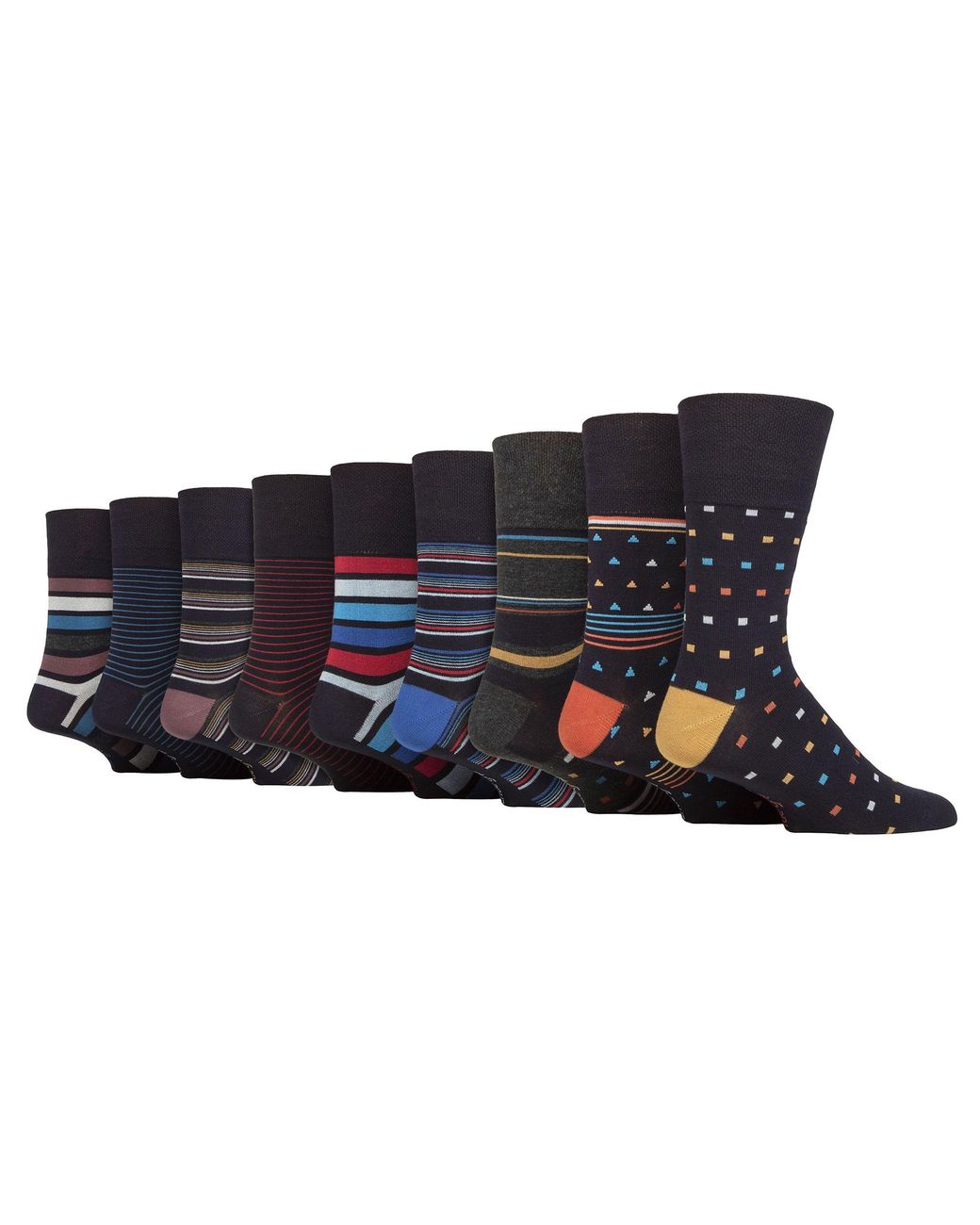 Gentle Grip Black 9 Pack Bamboo Socks for men