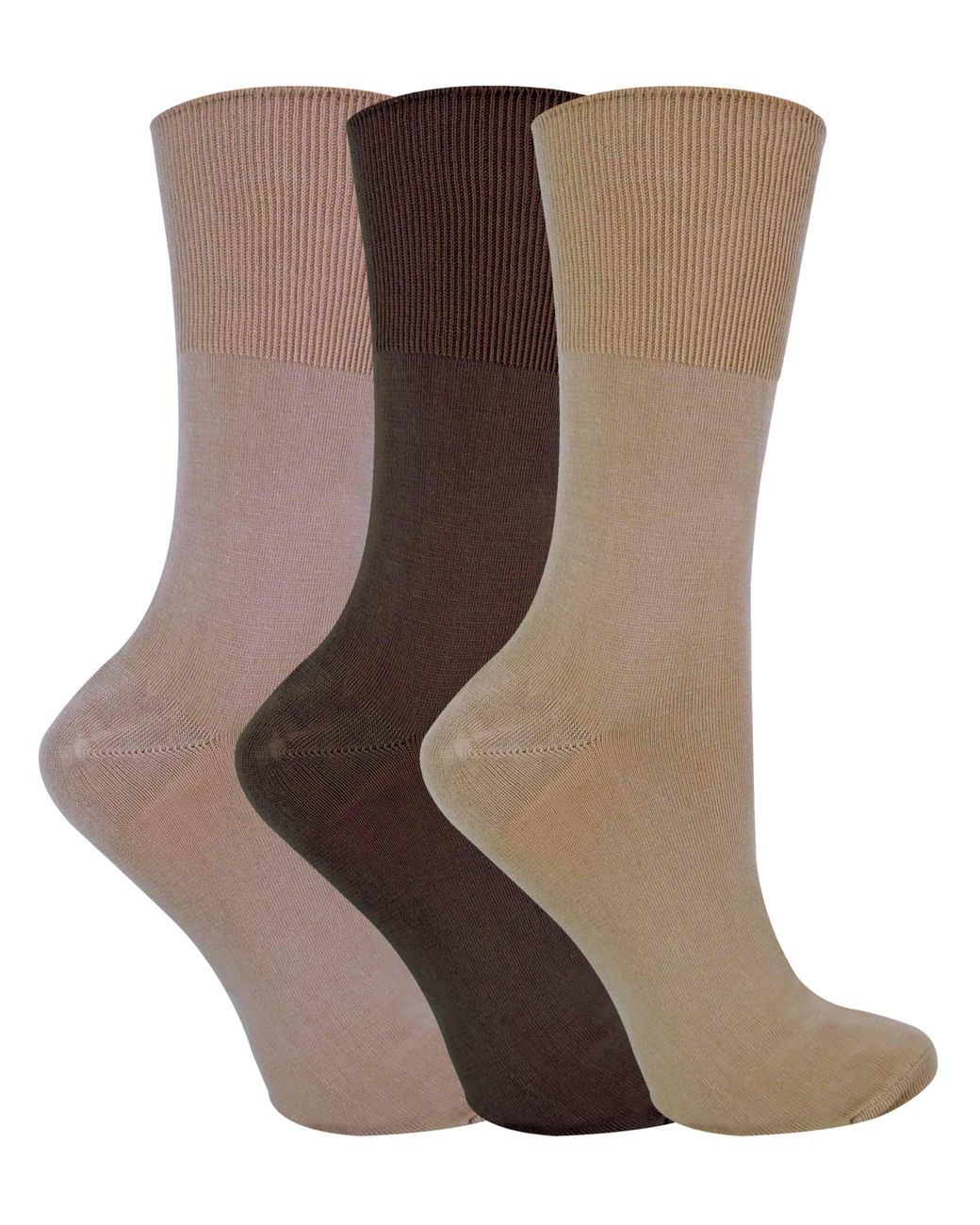 Sock Snob Brown 3 Pairs Ladies Anti Odour Loose Wide Top Non Elastic Bamboo Socks
