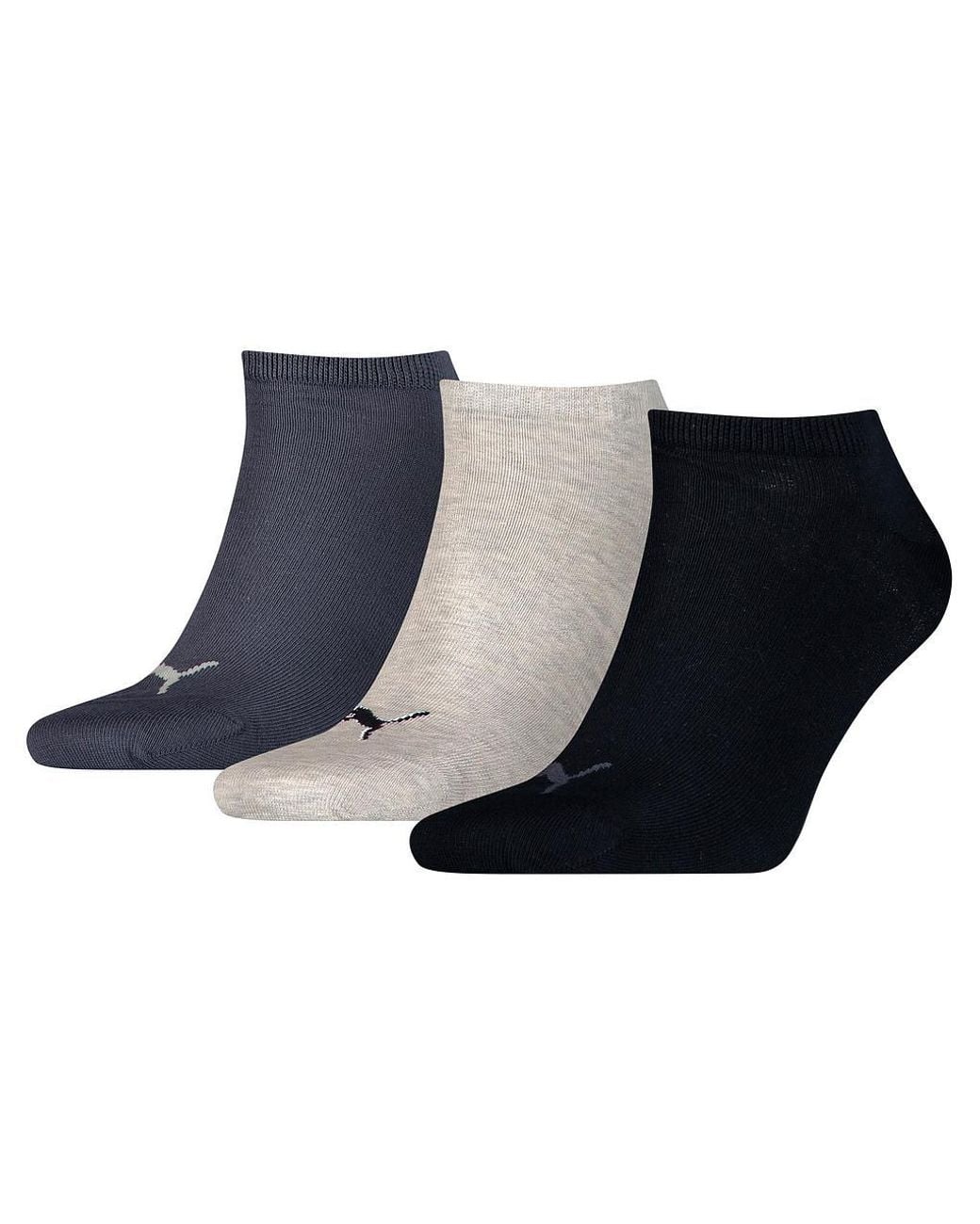 PUMA Blue Plain Sneaker Trainer Socks 3 Pack
