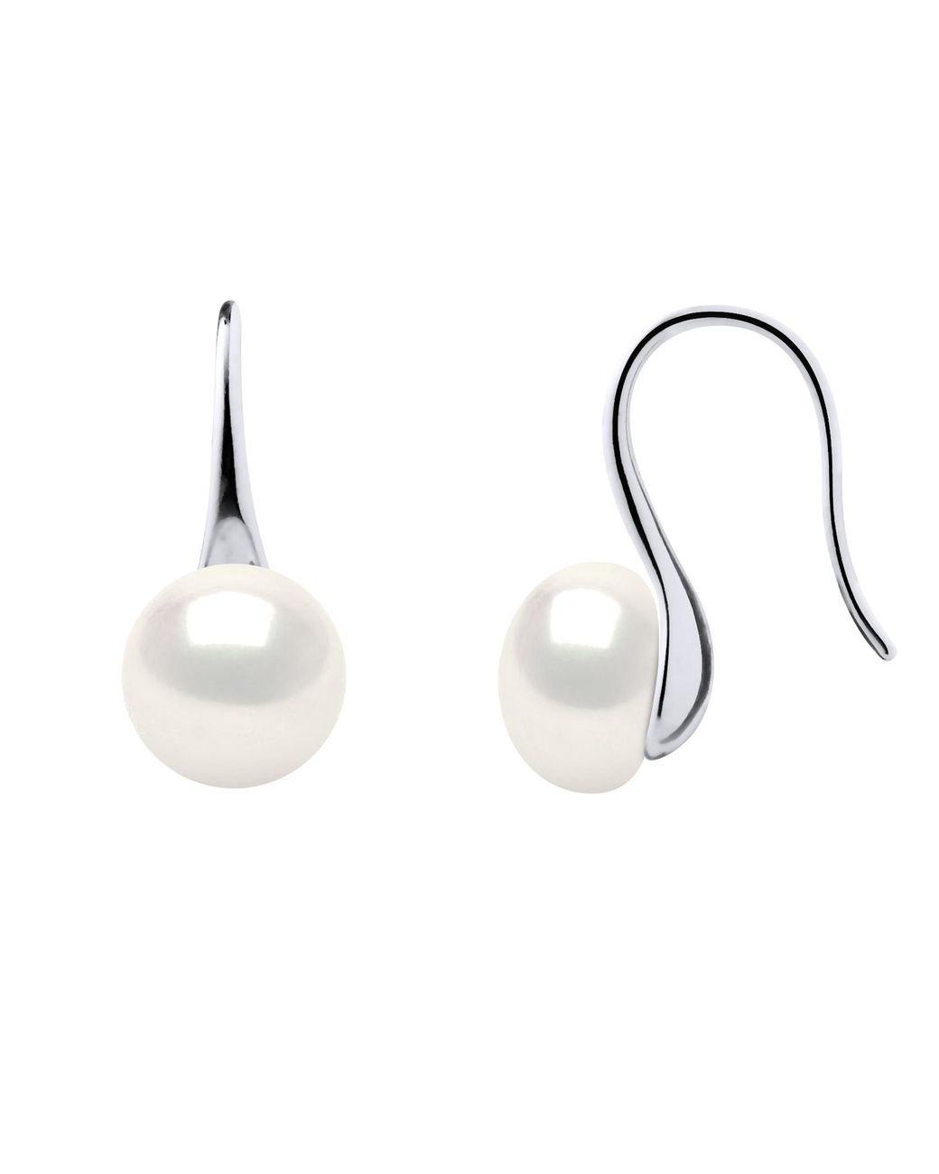Ateliers Saint Germain White Earrings Real Cultured Freshwater Pearls Button 8-9 Mm