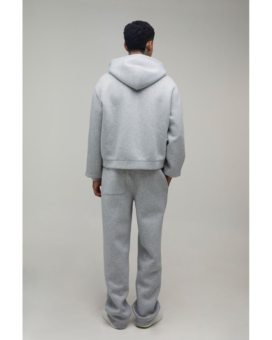 BoohooMAN Gray Tall Oversized Boxy Zip Through Scuba Hoodie for men