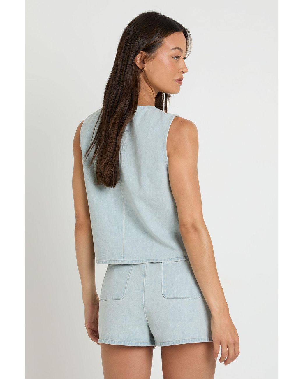 Boohoo Blue Tall Boxy Denim Vest Top