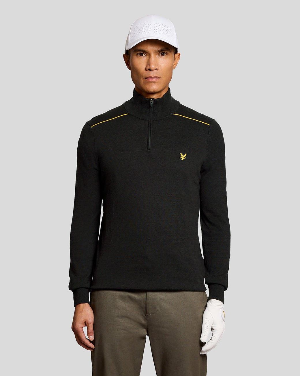 Lyle & Scott Black Cotton Tipped 1/4 Zip Jumper